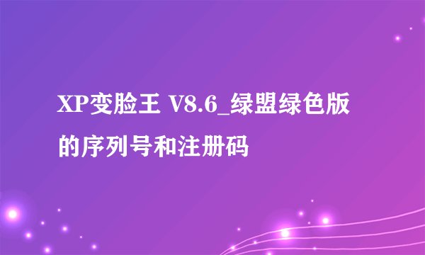 XP变脸王 V8.6_绿盟绿色版的序列号和注册码