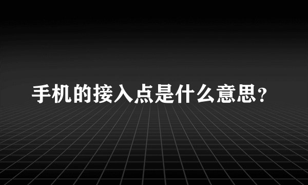 手机的接入点是什么意思？