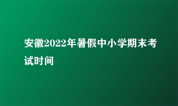 安徽2022年暑假中小学期末考试时间