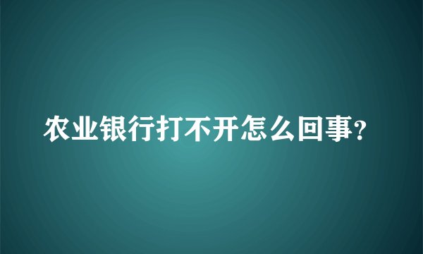 农业银行打不开怎么回事？