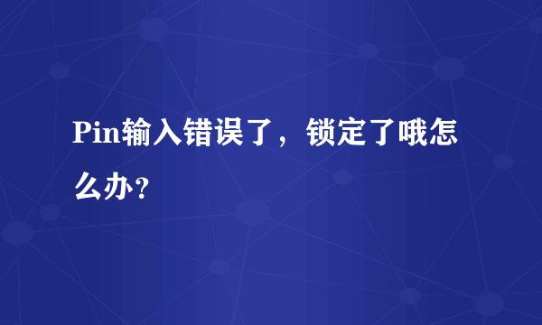 Pin输入错误了，锁定了哦怎么办？