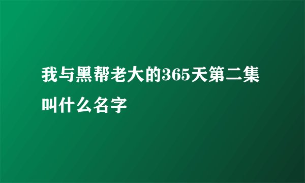 我与黑帮老大的365天第二集叫什么名字