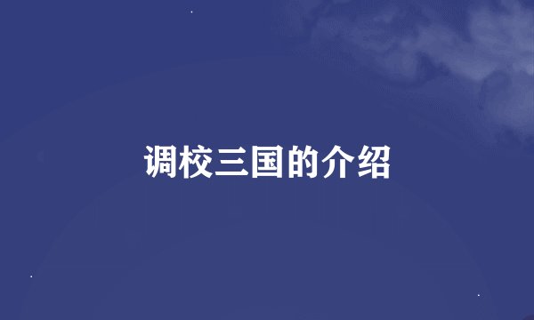 调校三国的介绍