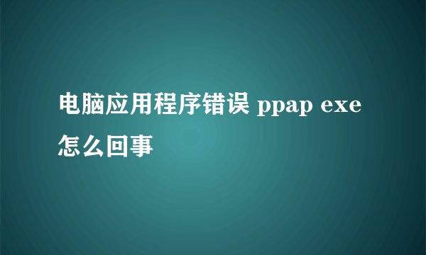 电脑应用程序错误 ppap exe 怎么回事