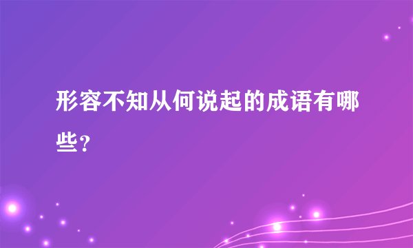 形容不知从何说起的成语有哪些？