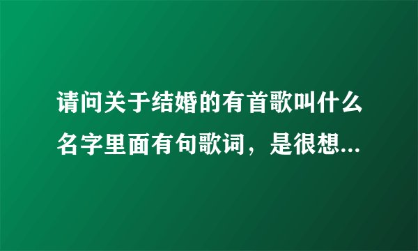请问关于结婚的有首歌叫什么名字里面有句歌词，是很想和你拥有一个家。