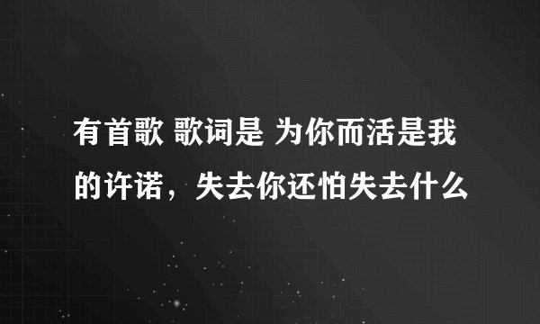 有首歌 歌词是 为你而活是我的许诺,失去你还怕失去什么
