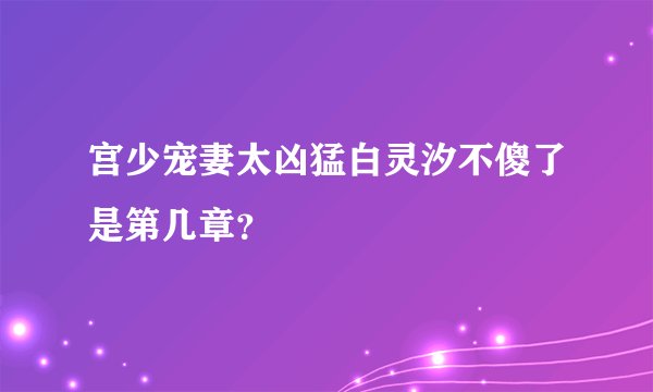 宫少宠妻太凶猛白灵汐不傻了是第几章？