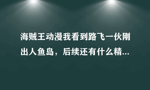 海贼王动漫我看到路飞一伙刚出人鱼岛，后续还有什么精彩剧情吗？