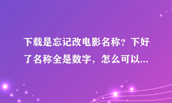 下载是忘记改电影名称？下好了名称全是数字，怎么可以知道这电影的名字？（不打开看）