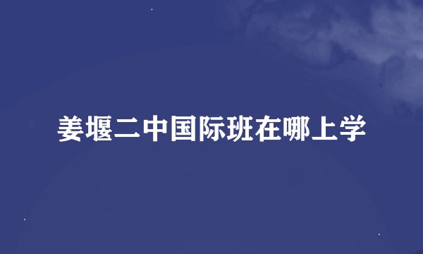 姜堰二中国际班在哪上学