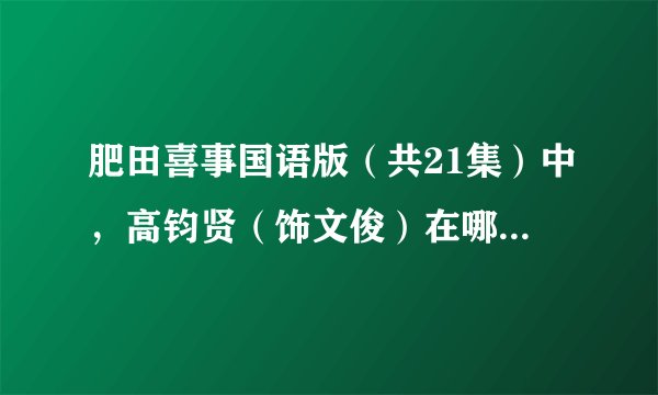 肥田喜事国语版（共21集）中，高钧贤（饰文俊）在哪几集有戏份？