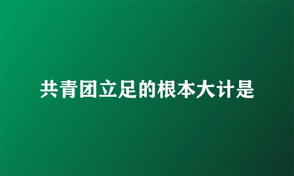 共青团立足的根本大计是