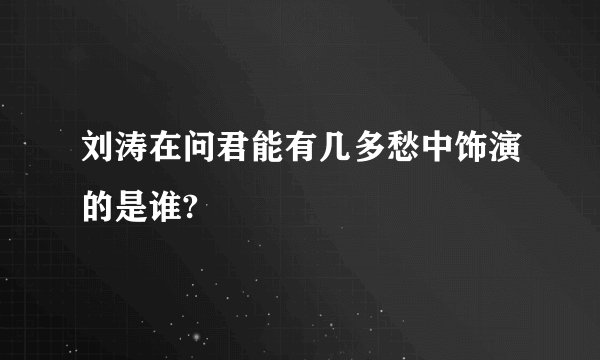 刘涛在问君能有几多愁中饰演的是谁?