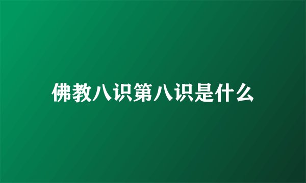 佛教八识第八识是什么