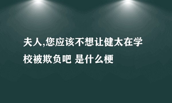夫人,您应该不想让健太在学校被欺负吧 是什么梗