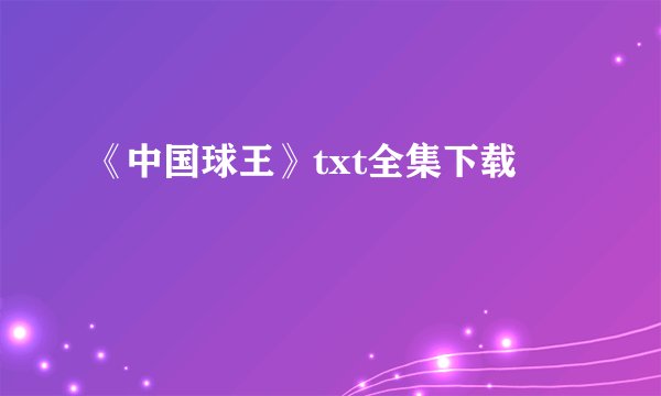 《中国球王》txt全集下载