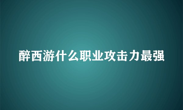 醉西游什么职业攻击力最强