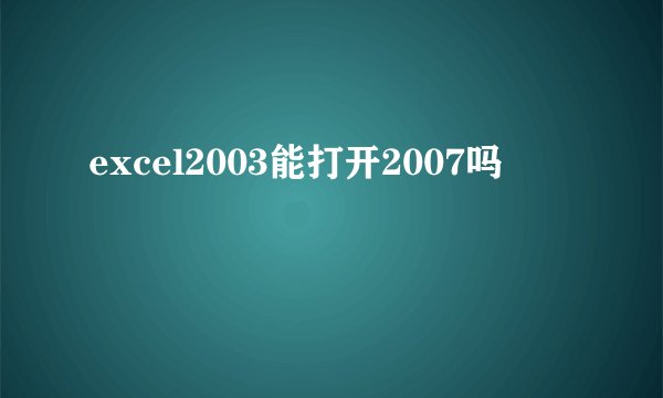 excel2003能打开2007吗