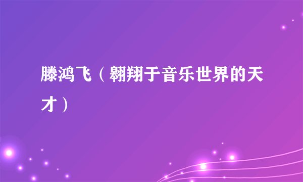 滕鸿飞（翱翔于音乐世界的天才）