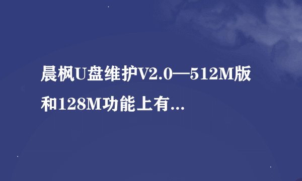 晨枫U盘维护V2.0—512M版和128M功能上有什么不一样？用过的回答
