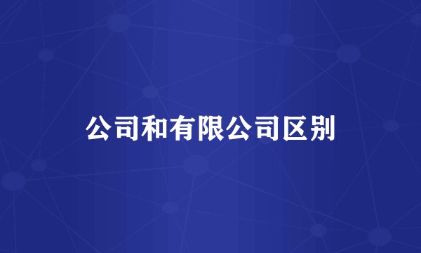 公司和有限公司区别
