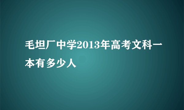 毛坦厂中学2013年高考文科一本有多少人