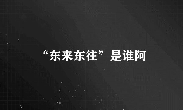 “东来东往”是谁阿