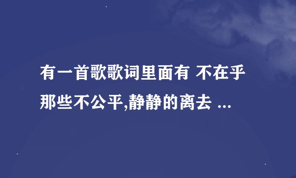 有一首歌歌词里面有 不在乎那些不公平,静静的离去 是什么歌