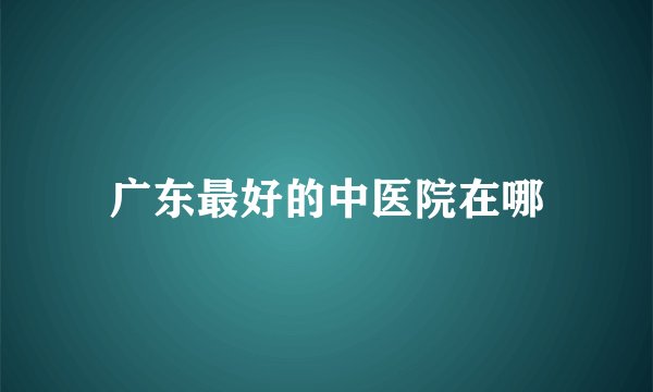 广东最好的中医院在哪