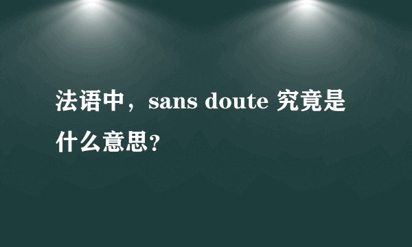 法语中，sans doute 究竟是什么意思？
