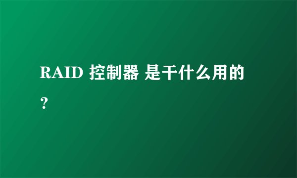 RAID 控制器 是干什么用的？