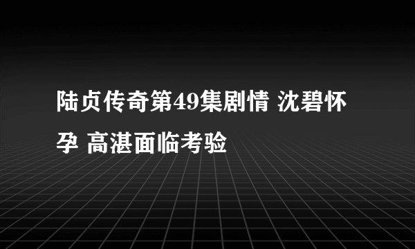陆贞传奇第49集剧情 沈碧怀孕 高湛面临考验