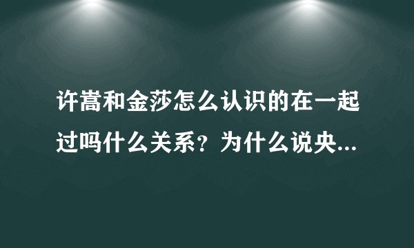 许嵩和金莎怎么认识的在一起过吗什么关系？为什么说央视惯着许嵩