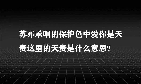 苏亦承唱的保护色中爱你是天责这里的天责是什么意思？