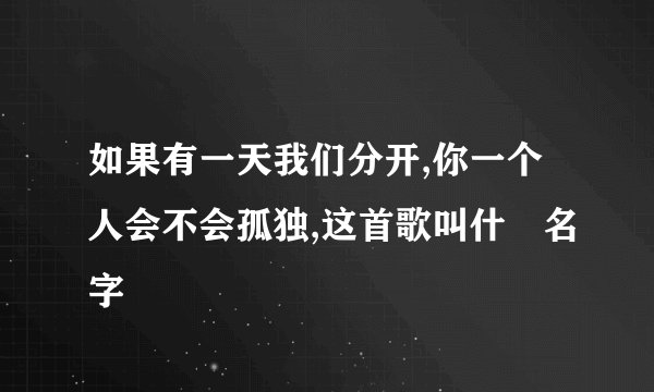 如果有一天我们分开,你一个人会不会孤独,这首歌叫什麼名字