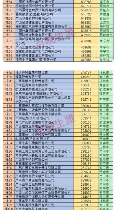 广西企业排名100强,广西前100强企业有哪些