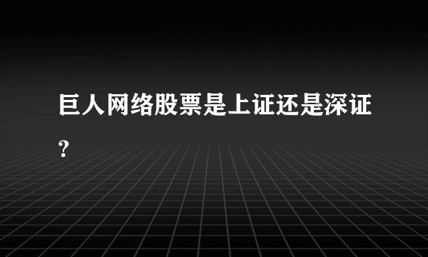 巨人网络股票是上证还是深证？