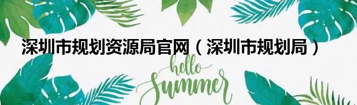 深圳市规划资源局官网（深圳市规划局）