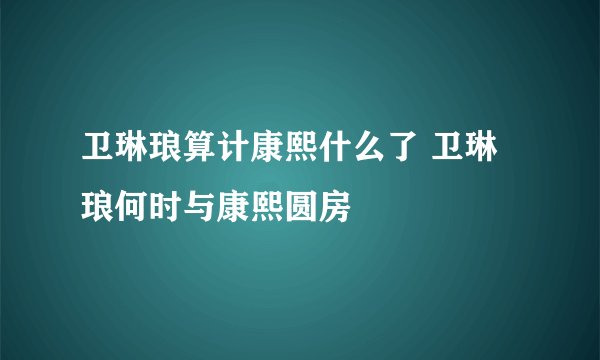 卫琳琅算计康熙什么了 卫琳琅何时与康熙圆房