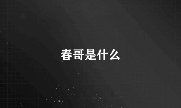 春哥是什么