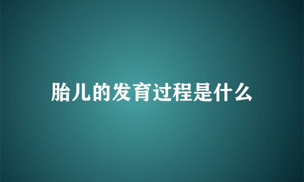 胎儿的发育过程是什么
