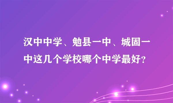 汉中中学、勉县一中、城固一中这几个学校哪个中学最好？