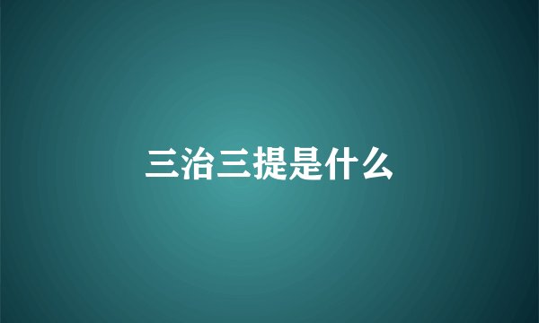 三治三提是什么