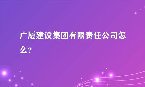 广厦建设集团有限责任公司怎么？
