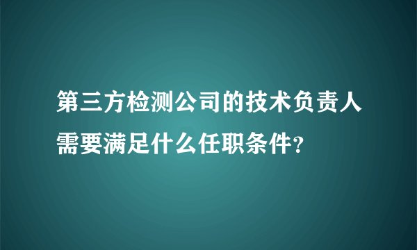 第三方检测公司的技术负责人需要满足什么任职条件？