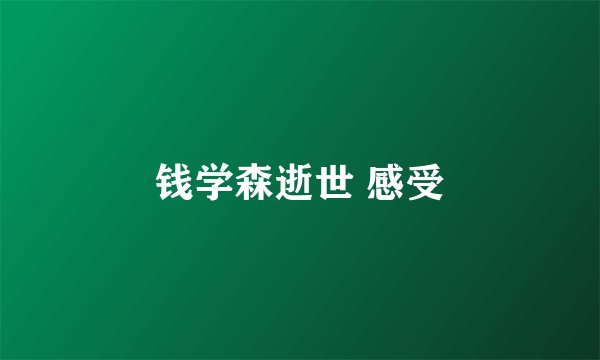 钱学森逝世 感受