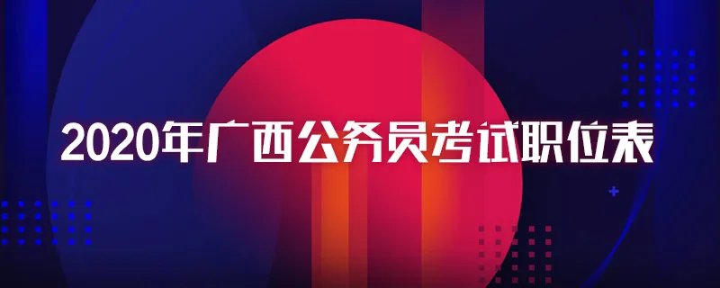 2020年广西公务员考试职位表