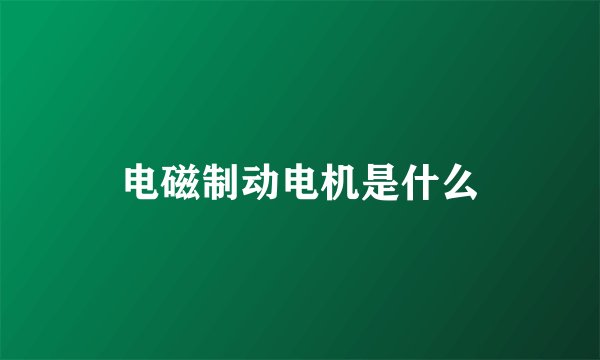 电磁制动电机是什么