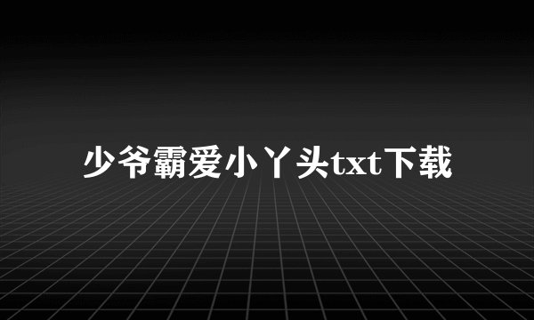 少爷霸爱小丫头txt下载